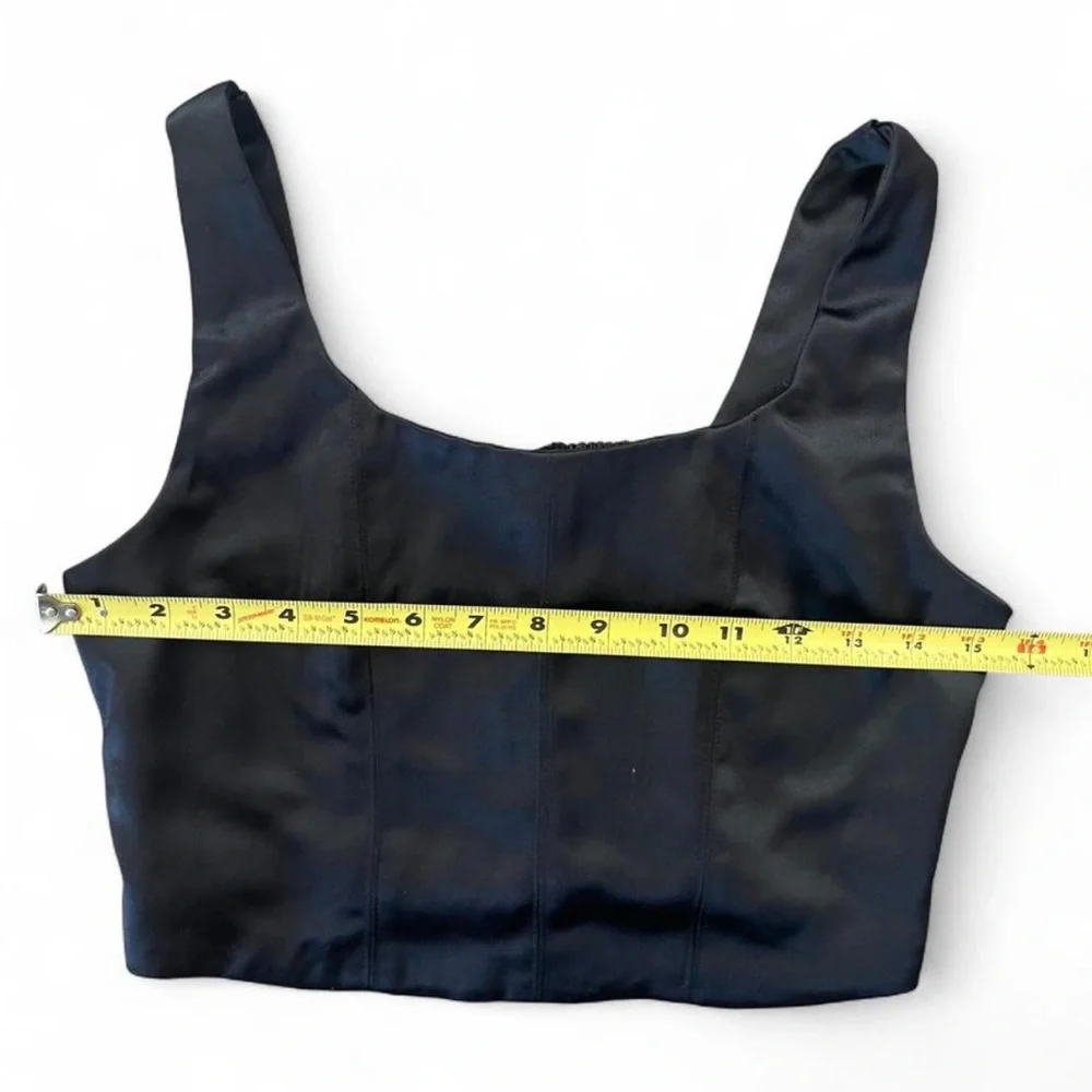House of Harlow 1960 Women Black Satin Stretch Bustier Corset Crop Tube Tank Top - Picture 4 of 6